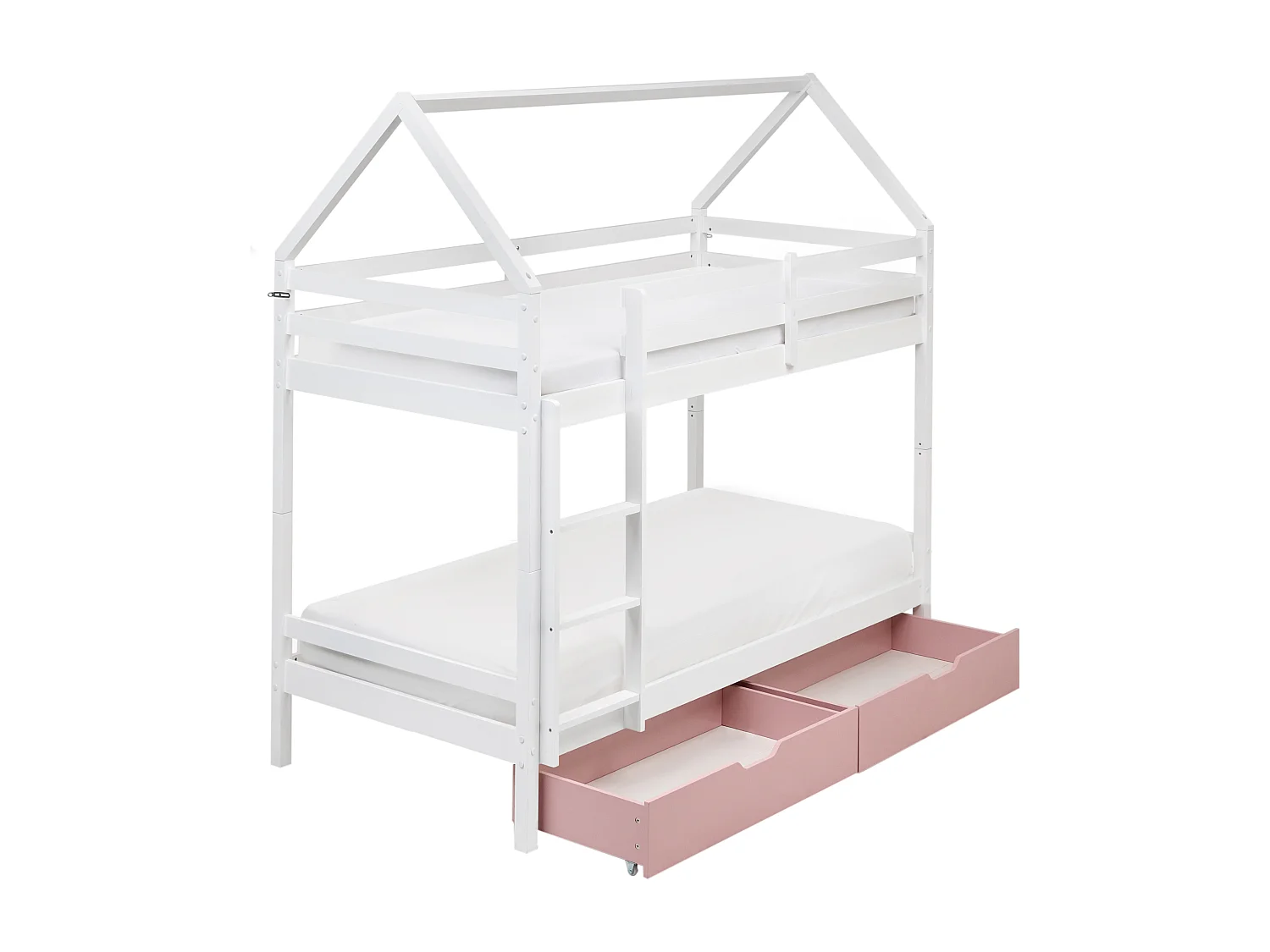 Lit superposé Maison Bois de pin TERNAS 90 x 200 cm Rose