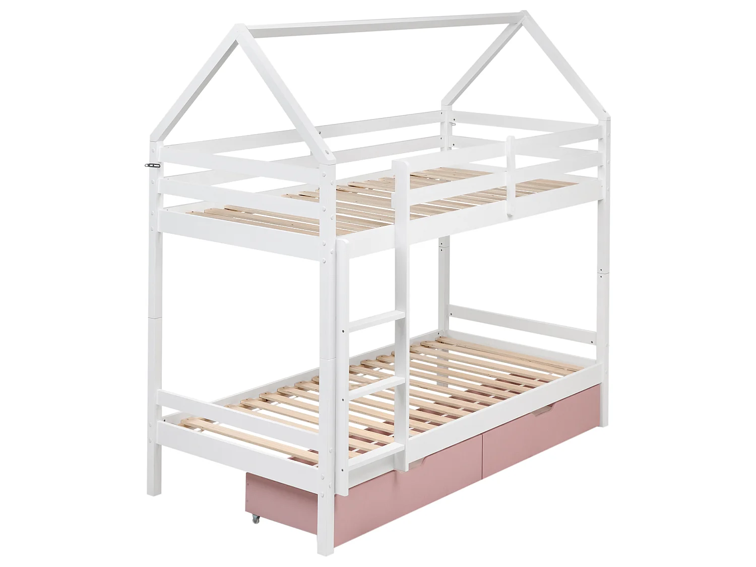 Letto a castello con cassetti casa Legno di pino TERNAS 90 x 200 cm Rosa