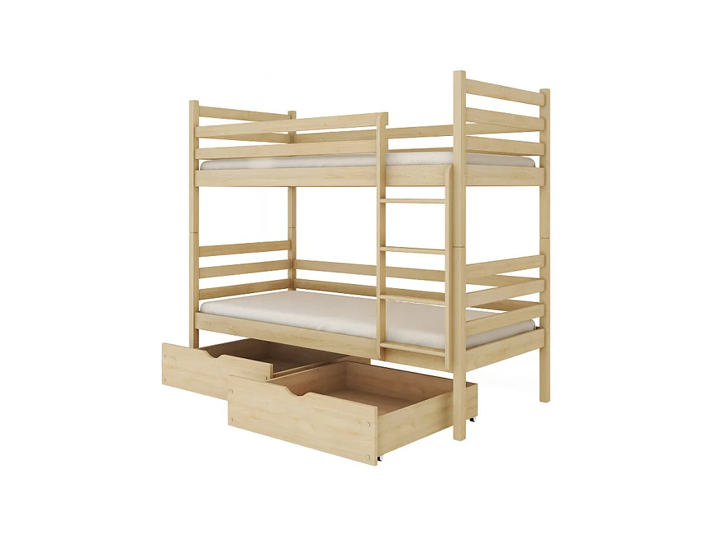 Lit Superposé Neo 90x190 - sommiers et tiroirs Pin Livré avec le sommiers et tiroir.