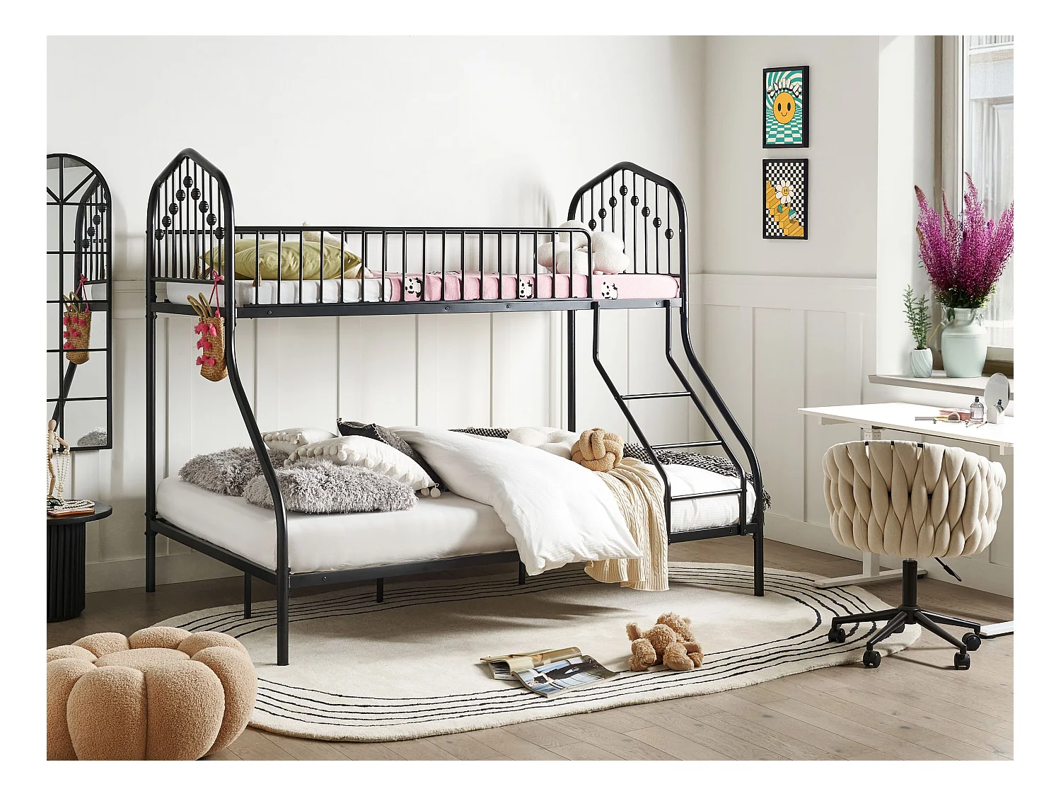 Lit superposé Métal CHAMONIX 90/140 x 200 cm Noir