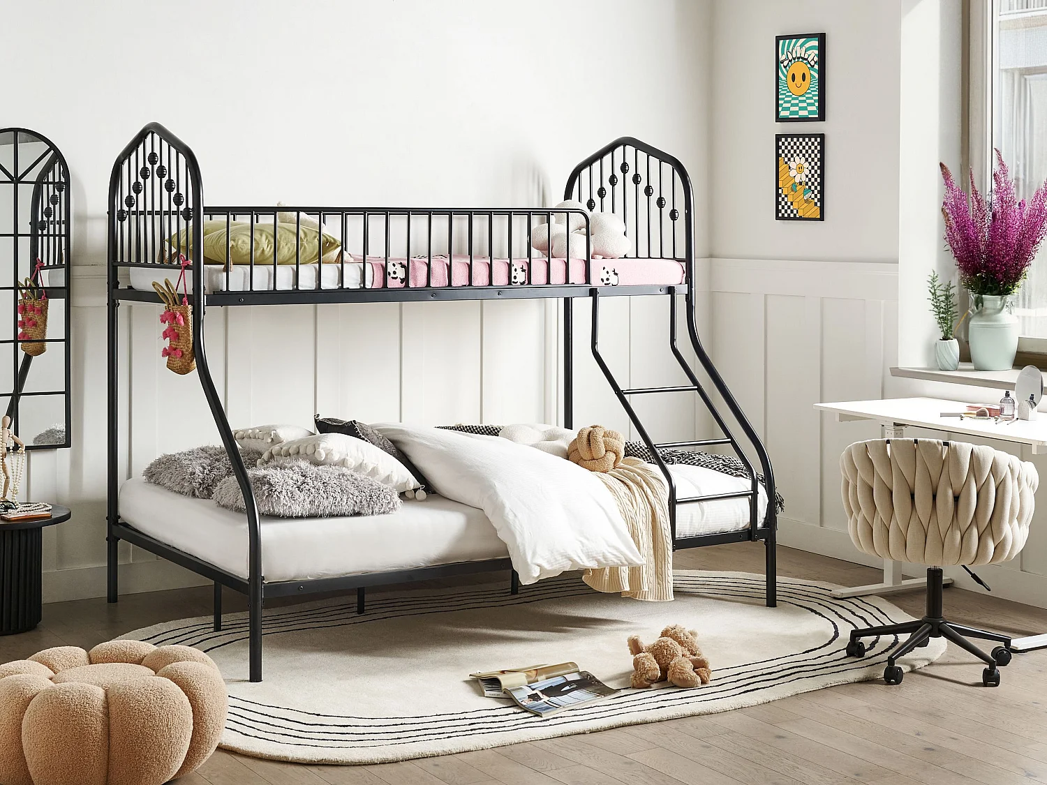 Hochbett Metall CHAMONIX 90/140 x 200 cm Schwarz