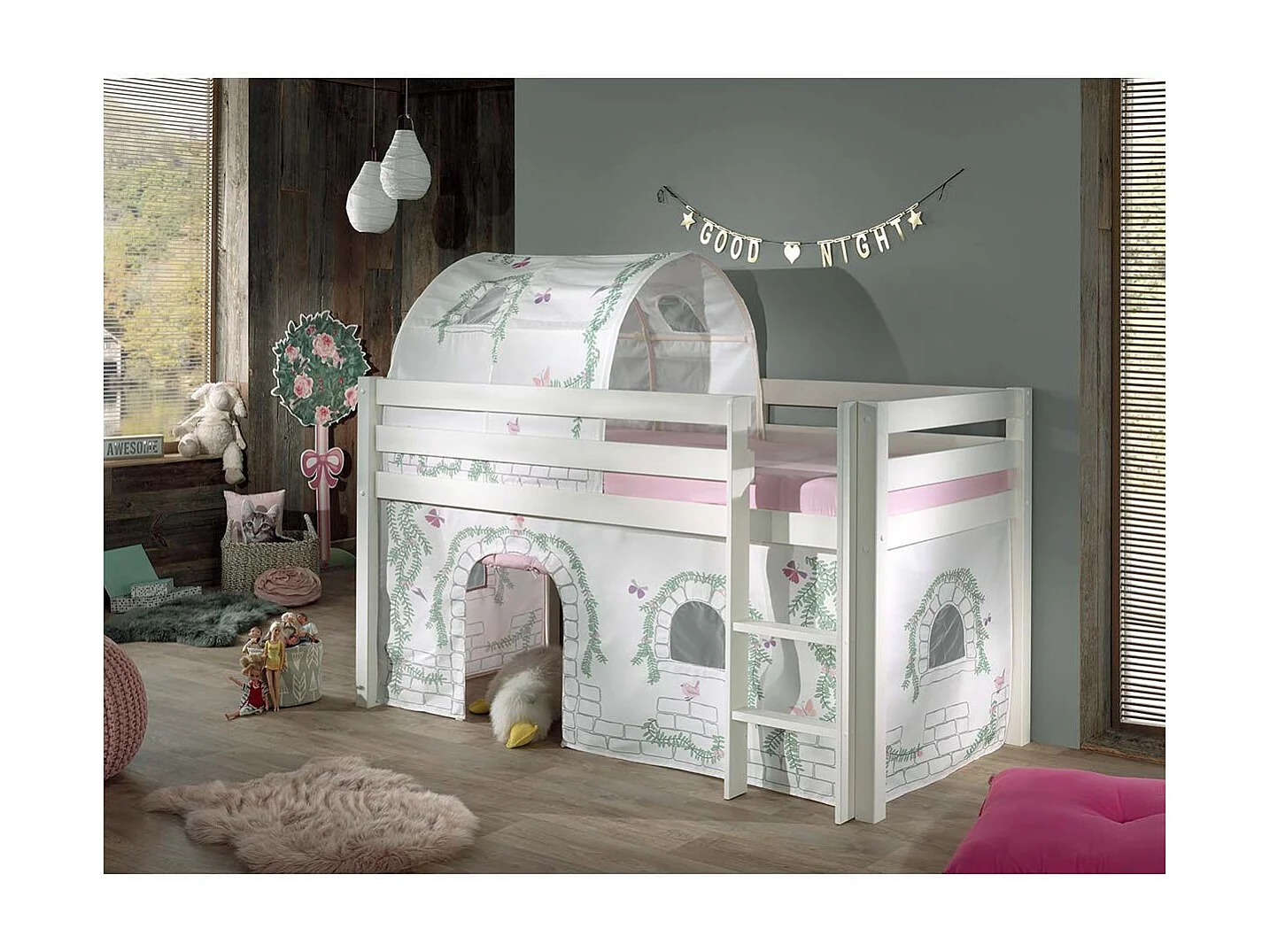 Pack - Lit Enfant, Tente & Tunnel "Pino Birdy" Blanc