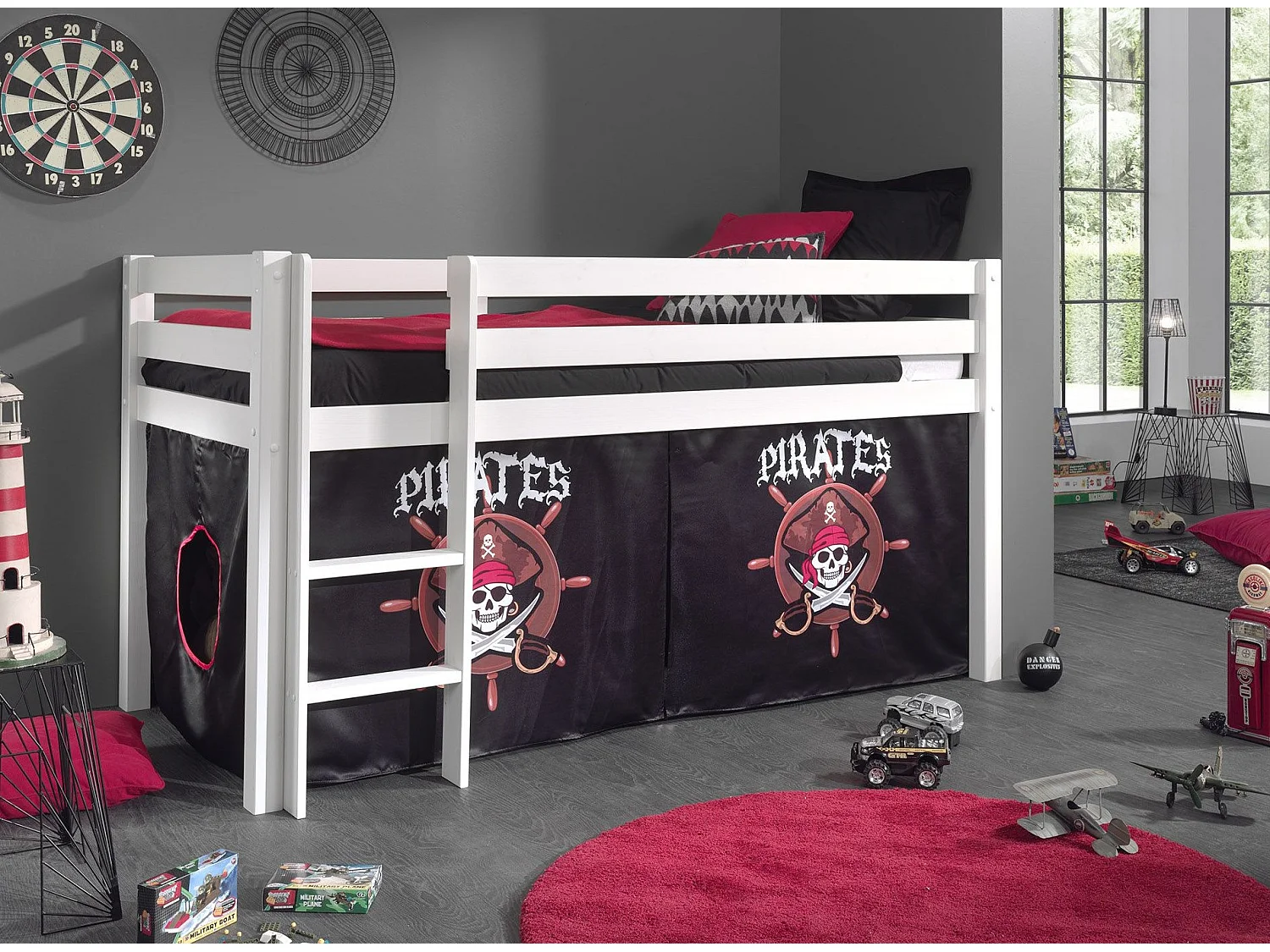 Lit Enfant "Pino Pirates II" 90x200cm Blanc