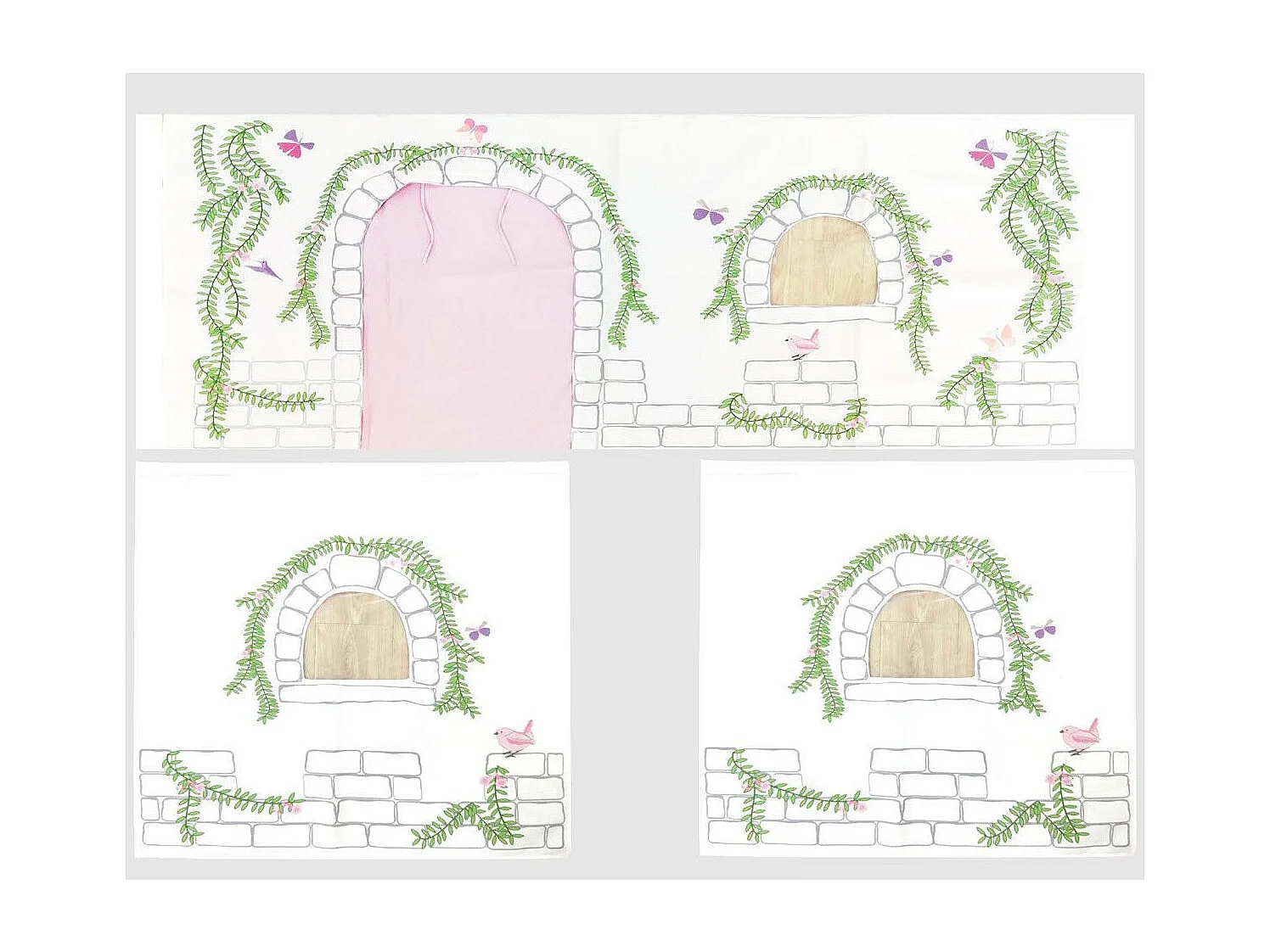 Pack - Lit Enfant, Tente & 3 Pochettes "Pino Birdy" Blanc