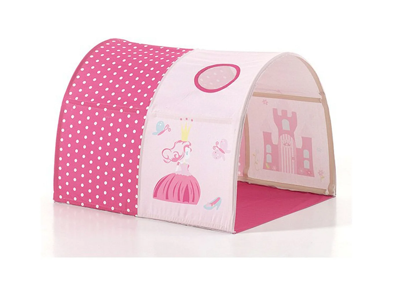 Cama alta 90x200 cm con tienda y túnel princesa pino macizo claro Pino