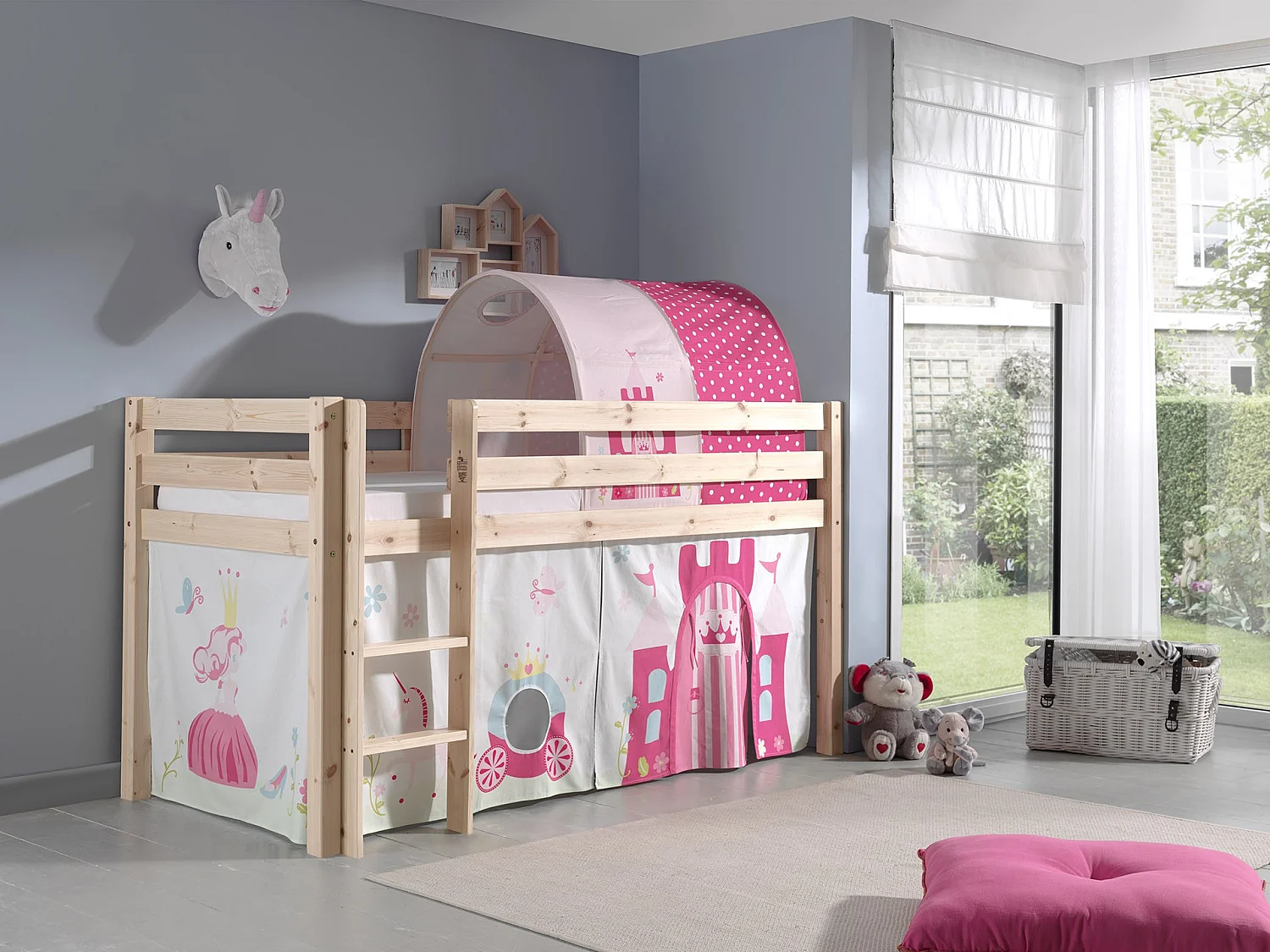 Pack - Lit Enfant, Tente & Tunnel "Pino Princesse" Naturel