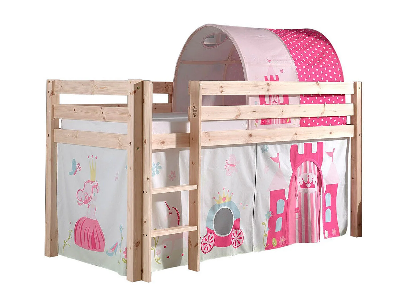 Pack - Lit Enfant, Tente & Tunnel "Pino Princesse" Naturel