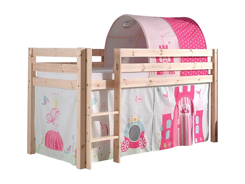 Pack - Lit Enfant, Tente & Tunnel "Pino Princesse" Naturel