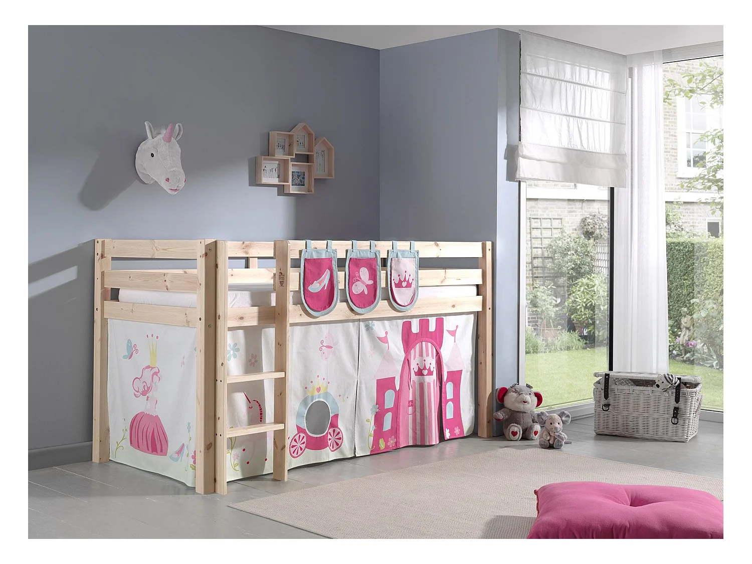 Pack - Lit Enfant, Tente & 3 Pochettes "Pino Princesse" Naturel