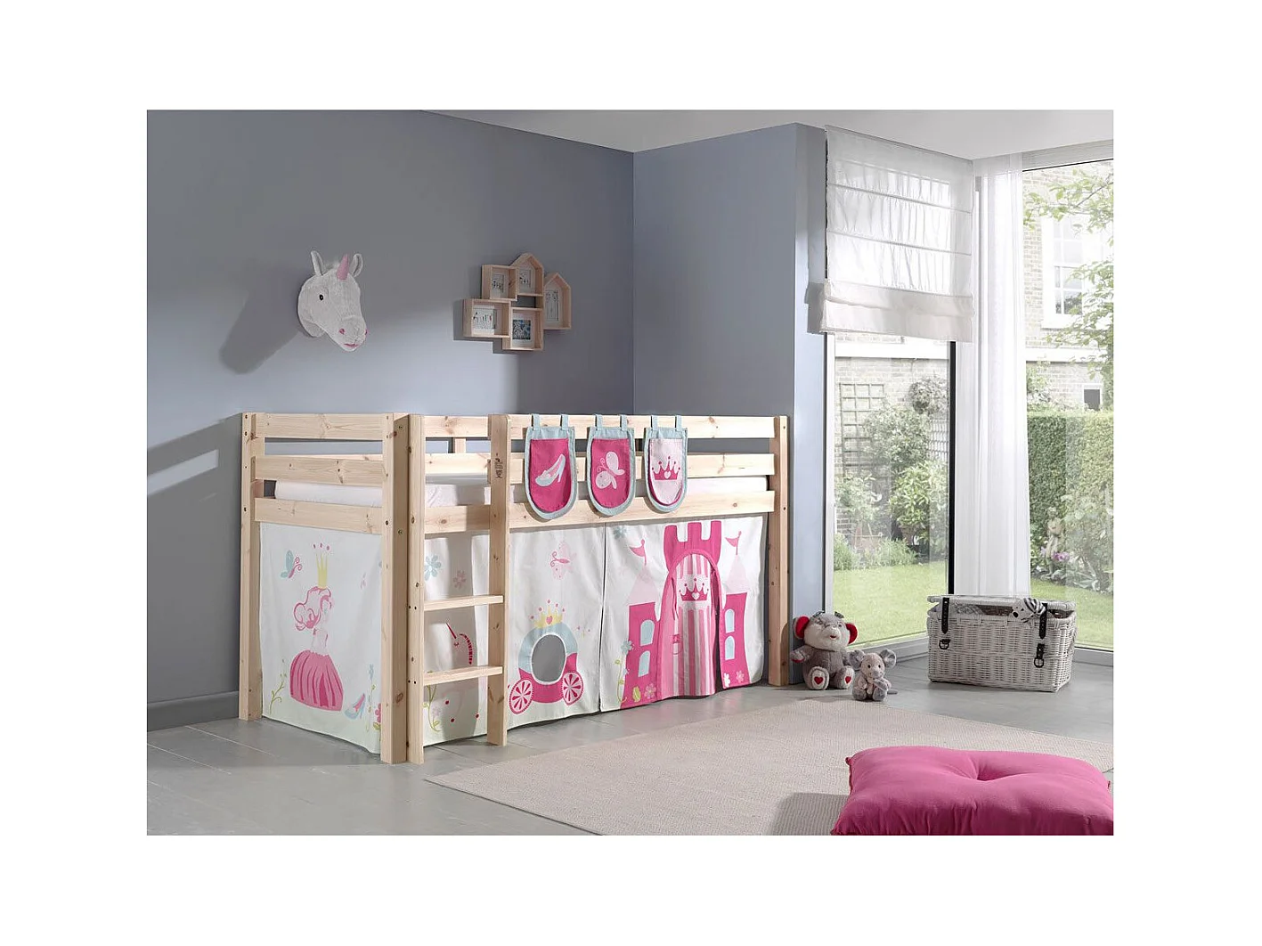 Pack - Lit Enfant, Tente & 3 Pochettes "Pino Princesse" Naturel
