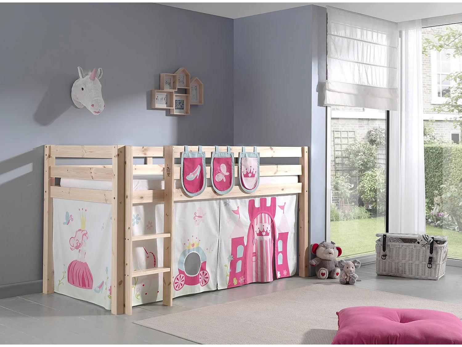 Pack - Lit Enfant, Tente & 3 Pochettes "Pino Princesse" Naturel