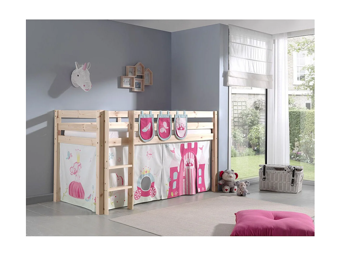 Pack - Lit Enfant, Tente & 3 Pochettes "Pino Princesse" Naturel