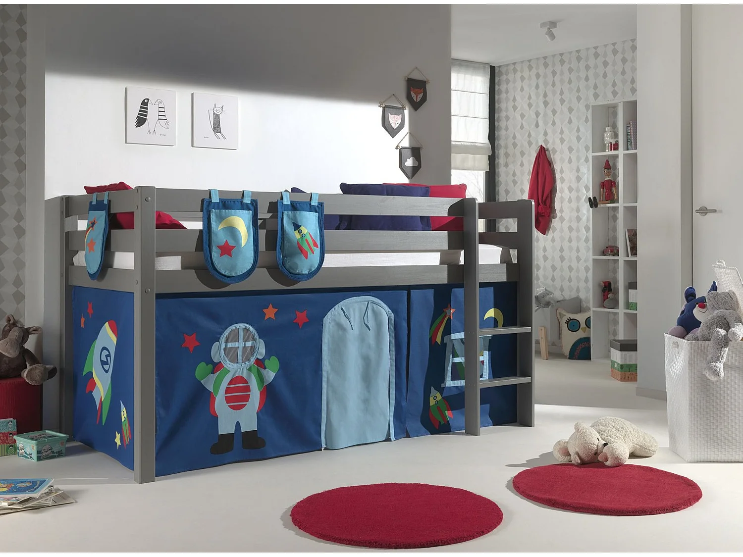 Pack - Lit Enfant, Tente & 3 Pochettes "Pino Astronaute II" Gris