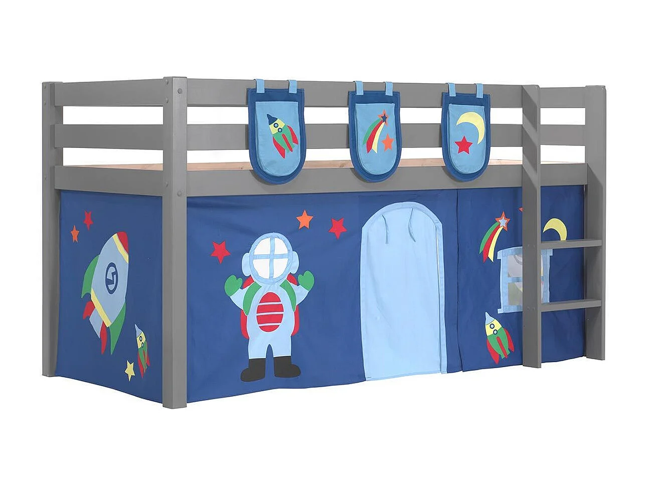 Pack - Lit Enfant, Tente & 3 Pochettes "Pino Astronaute II" Gris