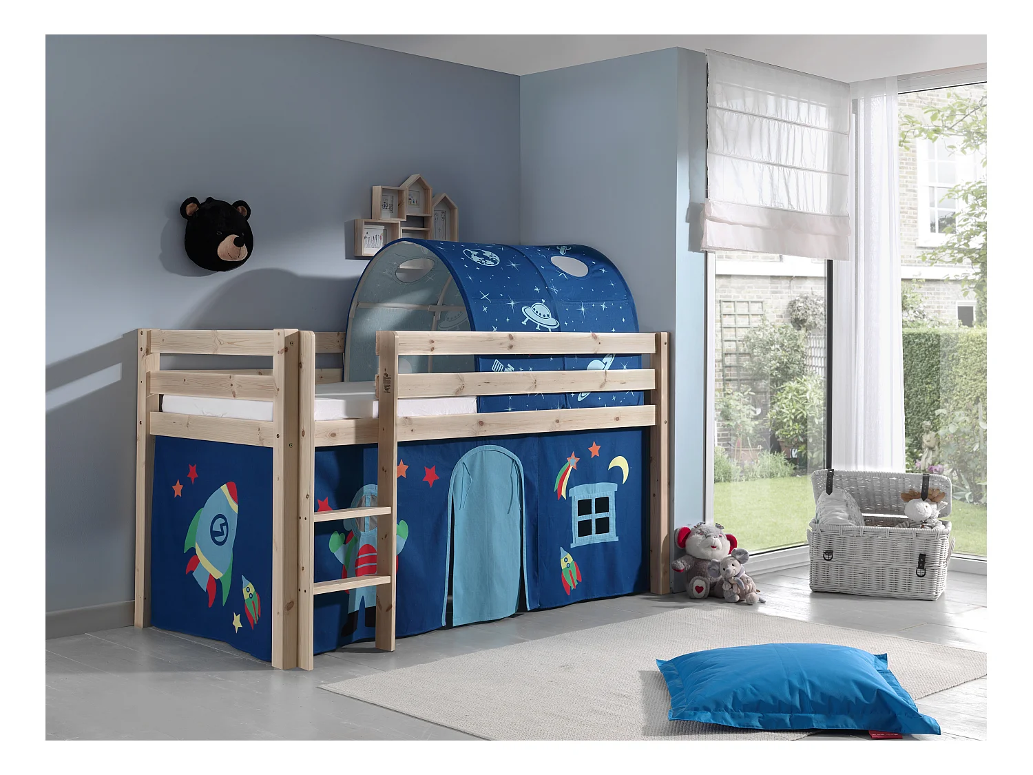 Pack - Lit Enfant, Tente & Tunnel "Pino Astronaute II" Naturel