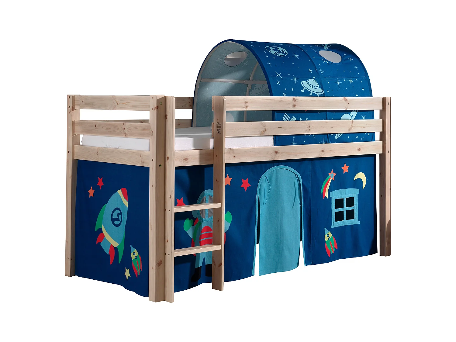Pack - Lit Enfant, Tente & Tunnel "Pino Astronaute II" Naturel