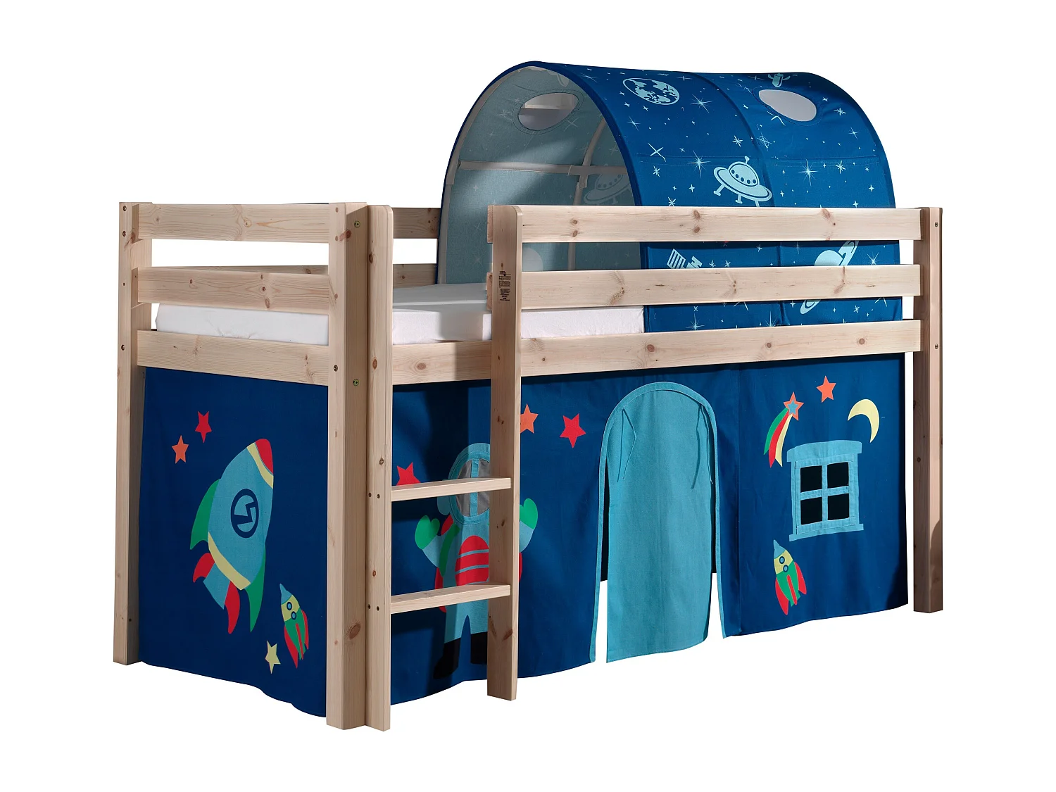 Pack - Lit Enfant, Tente & Tunnel "Pino Astronaute II" Naturel