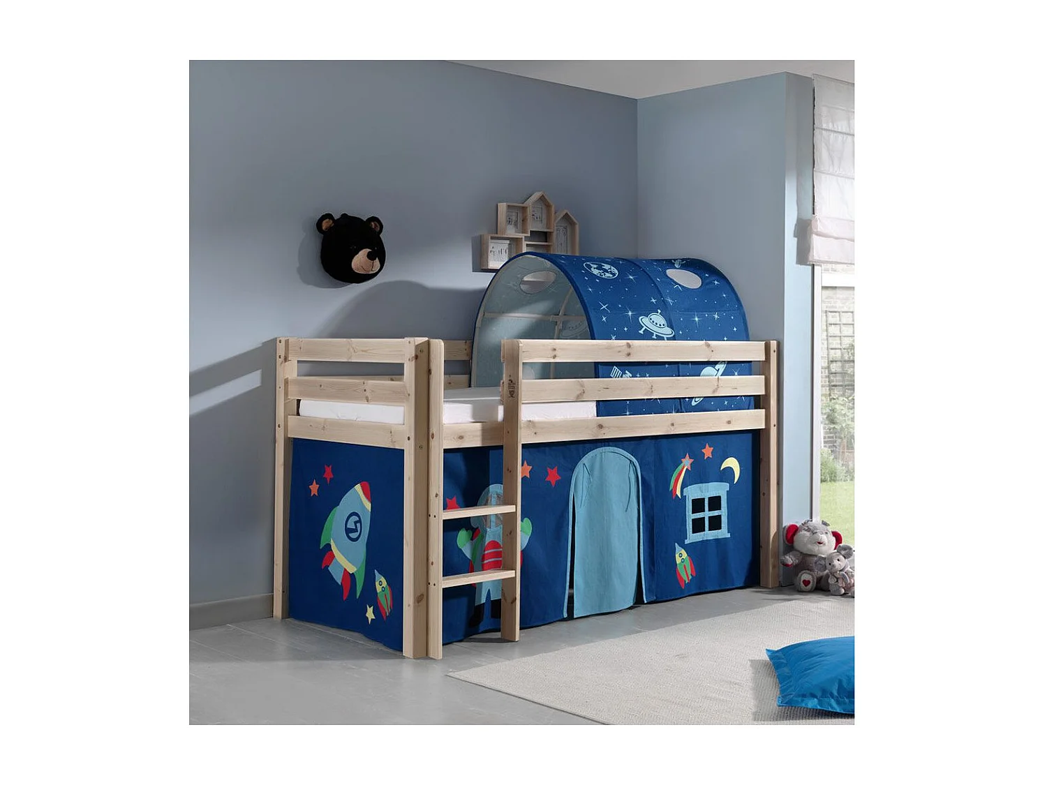 Pack - Lit Enfant, Tente & Tunnel "Pino Astronaute II" Naturel