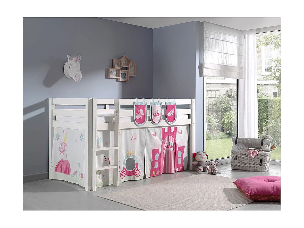 Pack - Lit Enfant, Tente & 3 Pochettes "Pino Princesse" Blanc