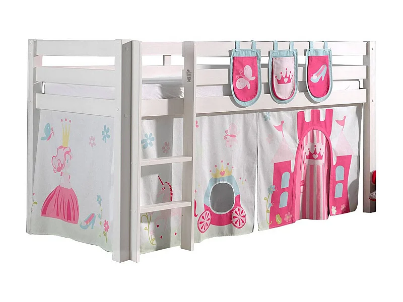 Pack - Lit Enfant, Tente & 3 Pochettes "Pino Princesse" Blanc
