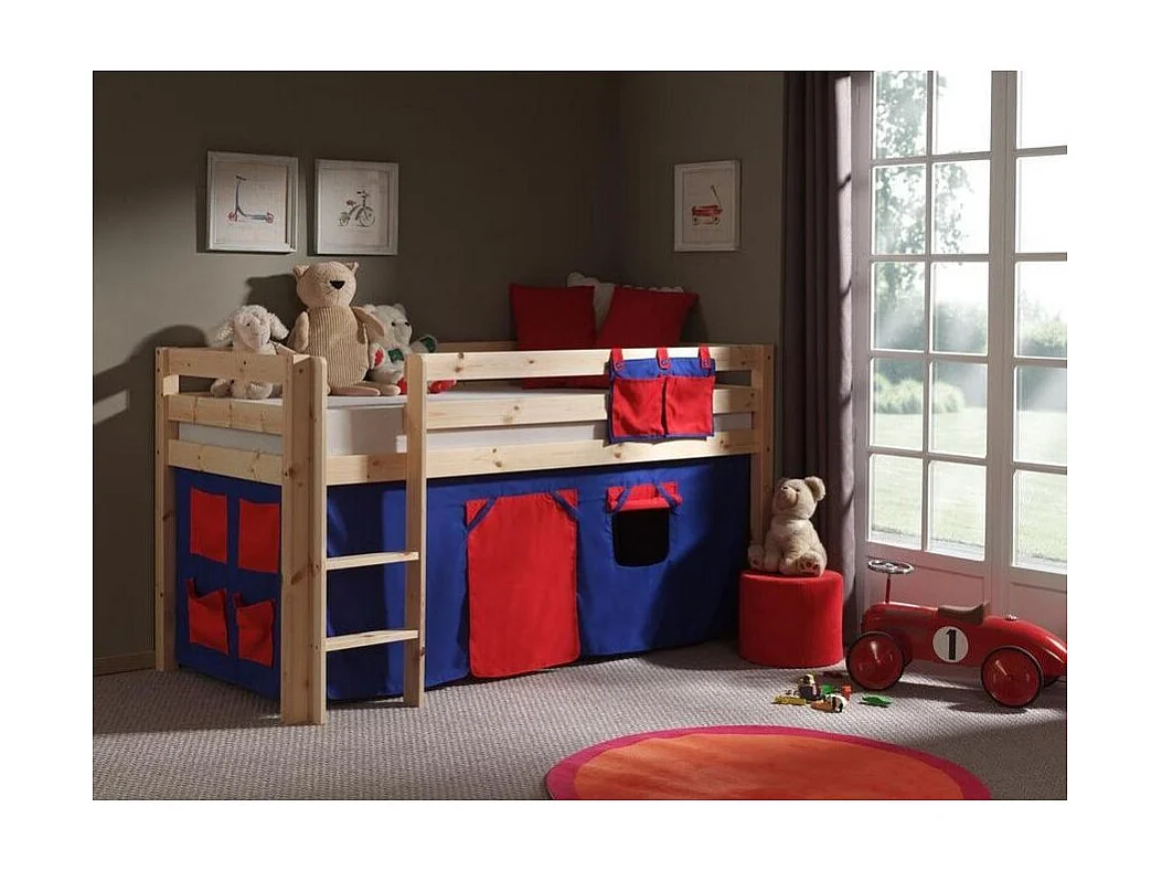 Lit Enfant "Pino Rouge" 90x200cm Naturel