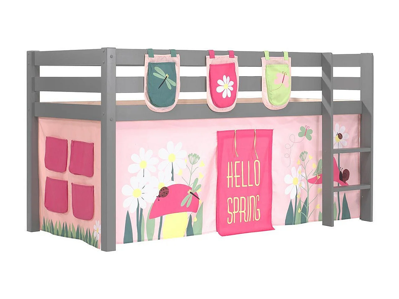 Pack - Lit Enfant, Tente & 3 Pochettes "Pino Spring" Gris