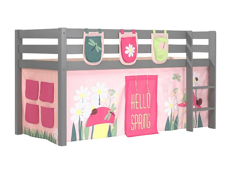 Pack - Lit Enfant, Tente & 3 Pochettes "Pino Spring" Gris