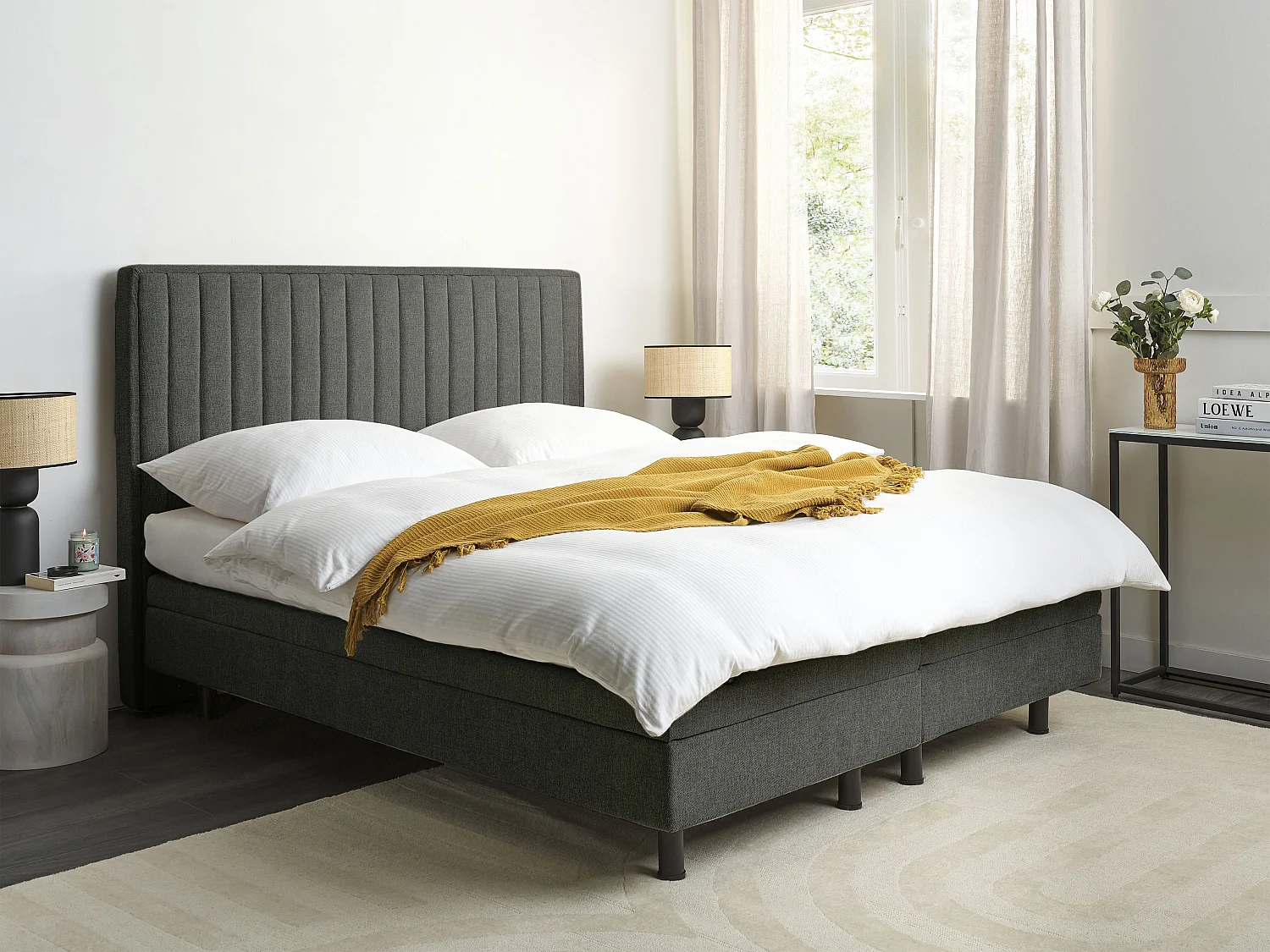 Lit réglable Tissu DUKE II 180 x 200 cm Gris foncé