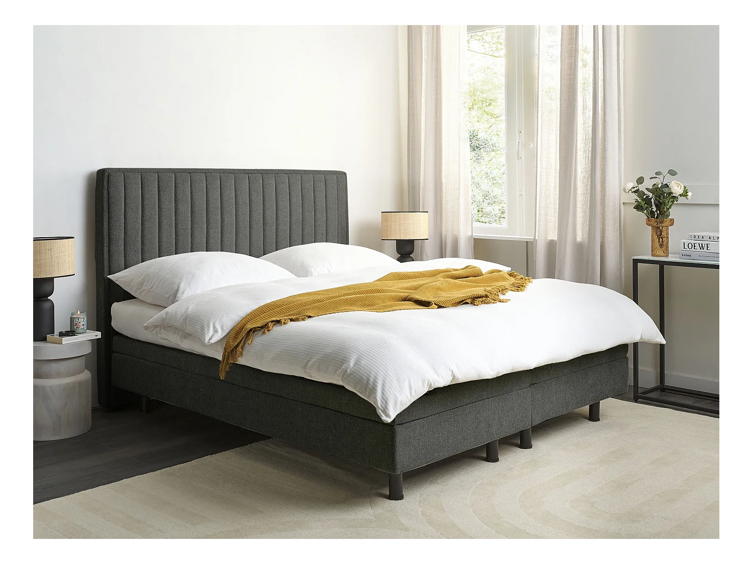 Lit réglable Tissu DUKE II 160 x 200 cm Gris foncé