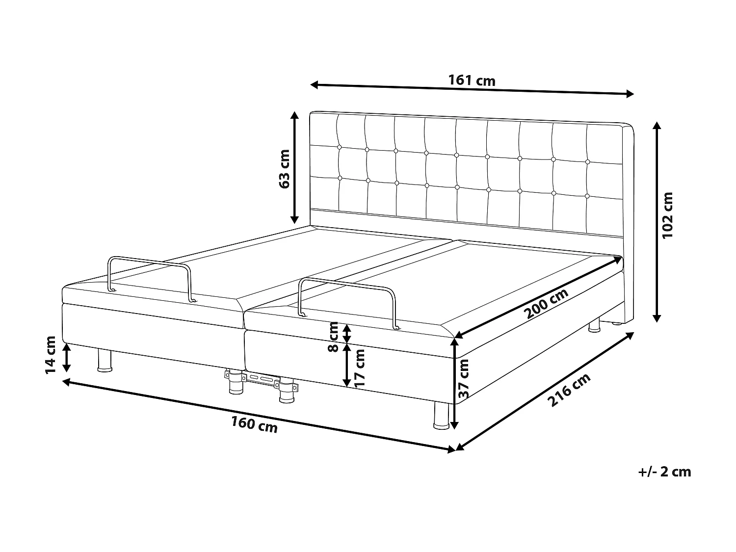 Bett verstellbar Stoff DUKE II 160 x 200 cm Dunkelgrau