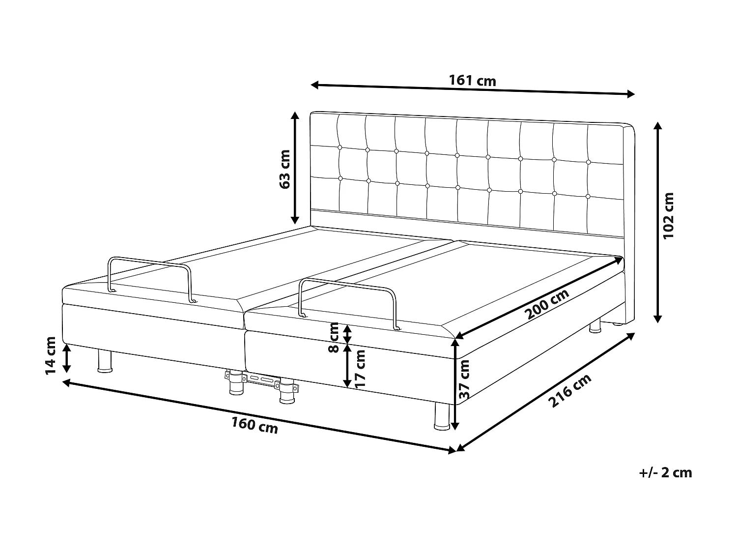 Verstelbaar bed Stof DUKE II 160 x 200 cm Donkergrijs