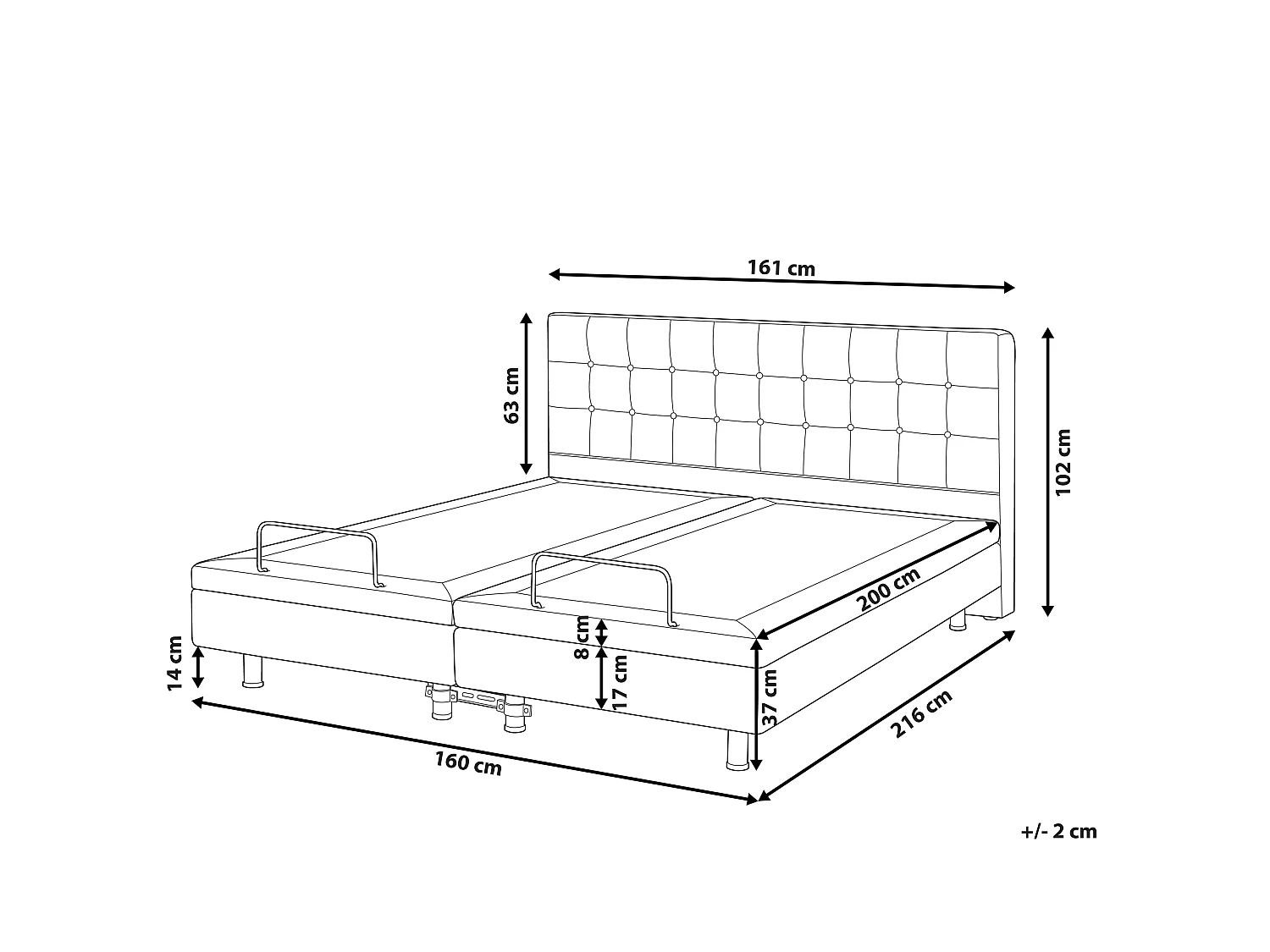 Letto regolabile Tessuto DUKE II 160 x 200 cm Grigio scuro