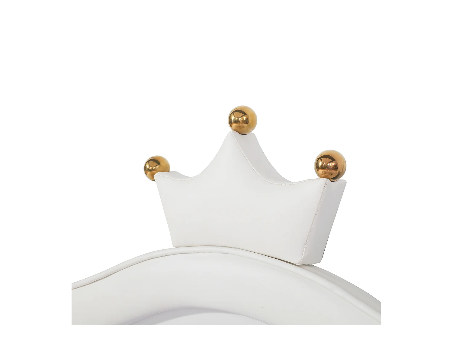 Kinderbed 140x200cm met LED en verstelbaar kroonvormig hoofdeinde, wit PU, zonder matras