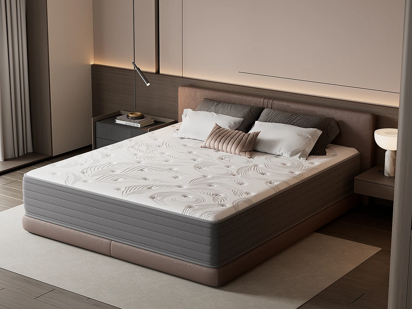 Matelas 140 x 200 cm ressorts ensachés 7 zones, accueil ferme H3, mousse confort ép. 25 cm, anti-allergique - HOMAVO