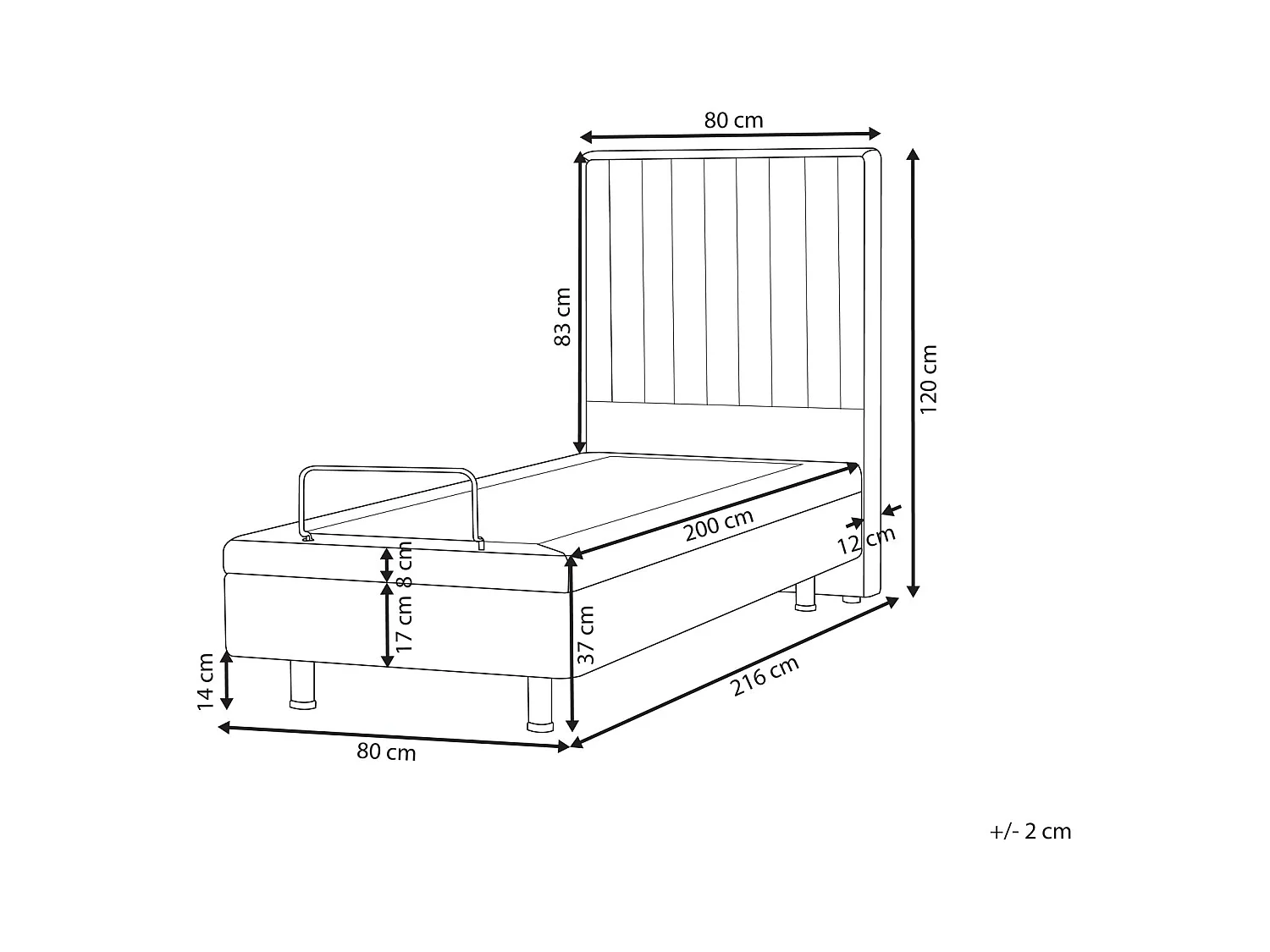 Lit réglable Tissu DUKE II 80 x 200 cm Gris foncé