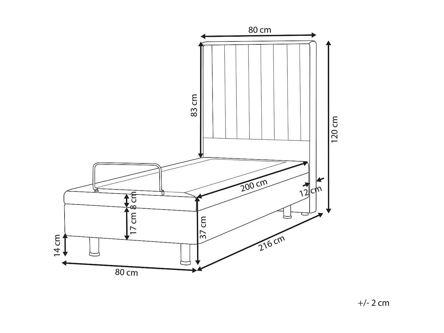 Lit réglable Tissu DUKE II 80 x 200 cm Gris foncé