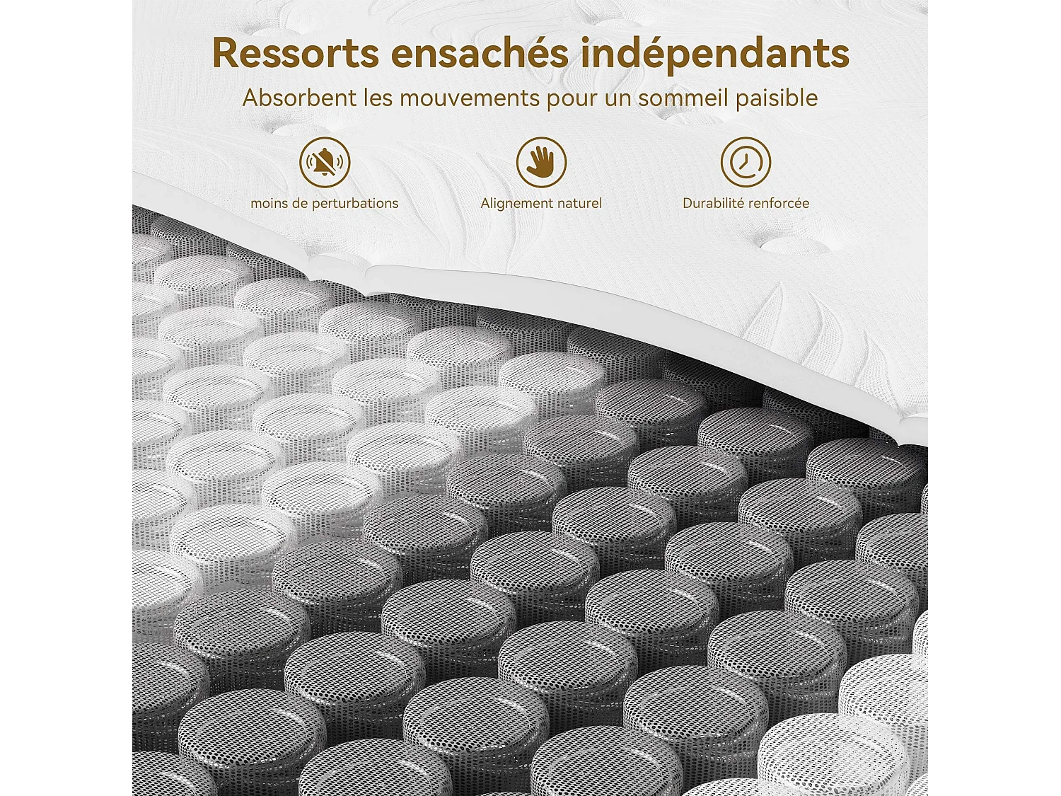 Matelas à ressorts 140x190 cm – Soutien ergonomique 7 zones – Accueil ferme (H3) – Mousse confort enveloppante – Traitement anti-hypoallergénique – Épaisseur 25 cm