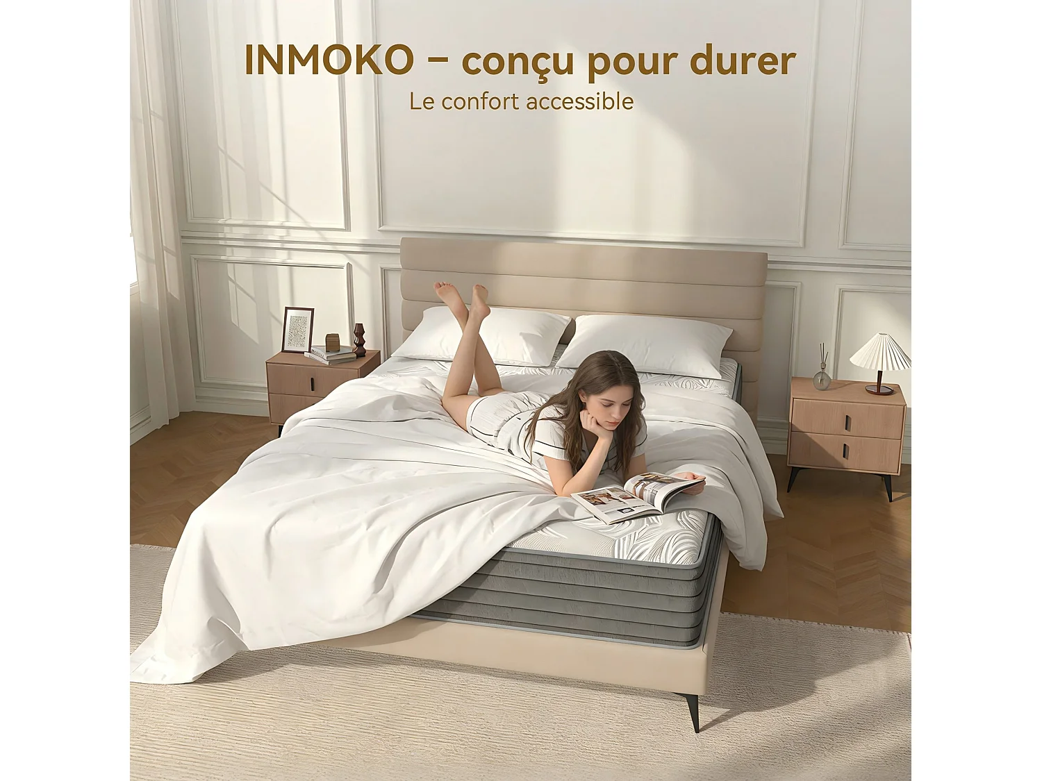 Matelas à ressorts 140x190 cm – Soutien ergonomique 7 zones – Accueil ferme (H3) – Mousse confort enveloppante – Traitement anti-hypoallergénique – Épaisseur 25 cm