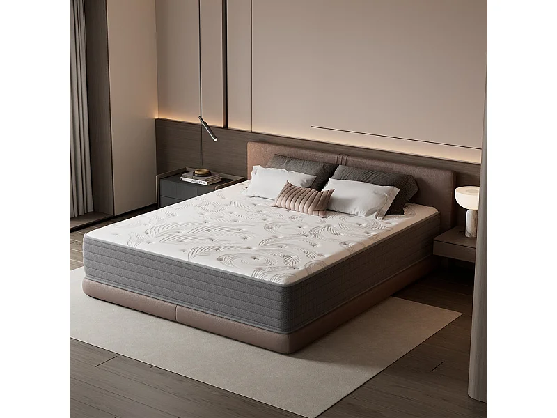 Matelas à ressorts 140x190 cm – Soutien ergonomique 7 zones – Accueil ferme (H3) – Mousse confort enveloppante – Traitement anti-hypoallergénique – Épaisseur 25 cm