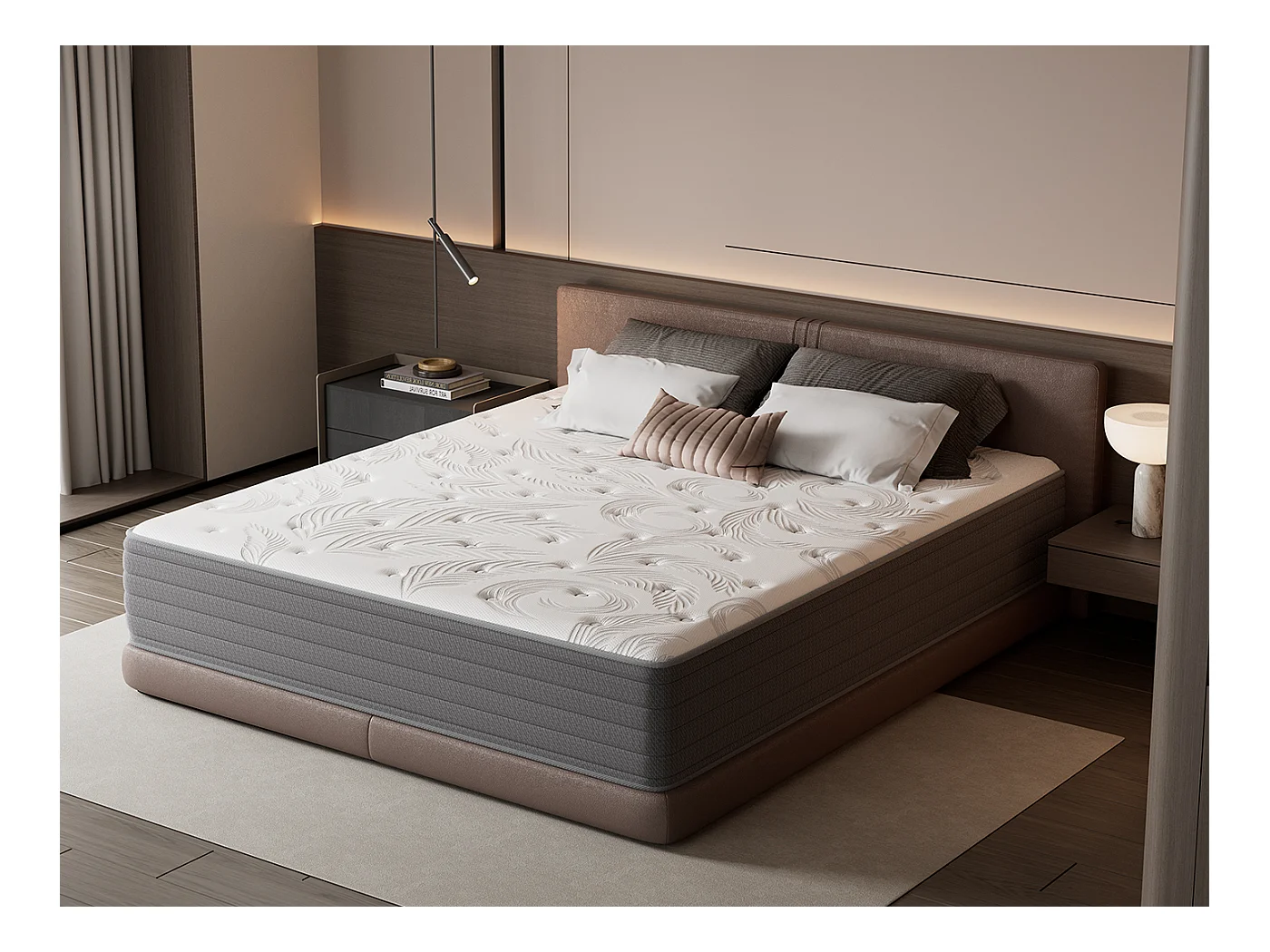 Matelas 140 x 200 cm ressorts ensachés 7 zones, accueil ferme H3, mousse confort ép. 22 cm, anti-allergique - HOMAVO