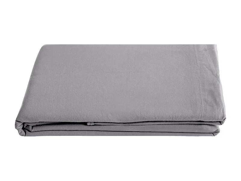 Drap plat uni 270x300 cm lin lavé froissé SONATE gris Cendre