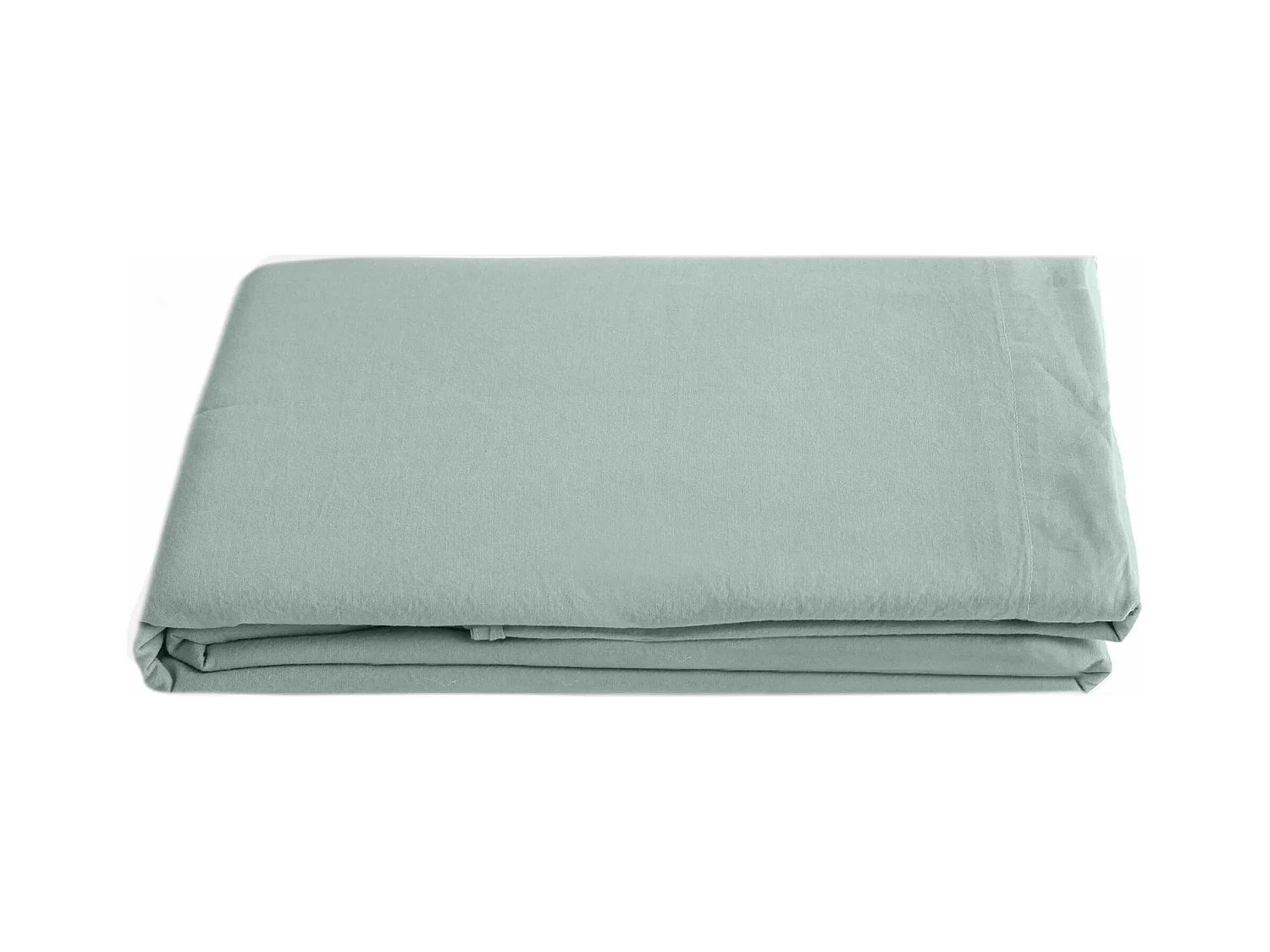 Drap plat uni 270x300 cm lin lavé froissé SONATE vert Lichen