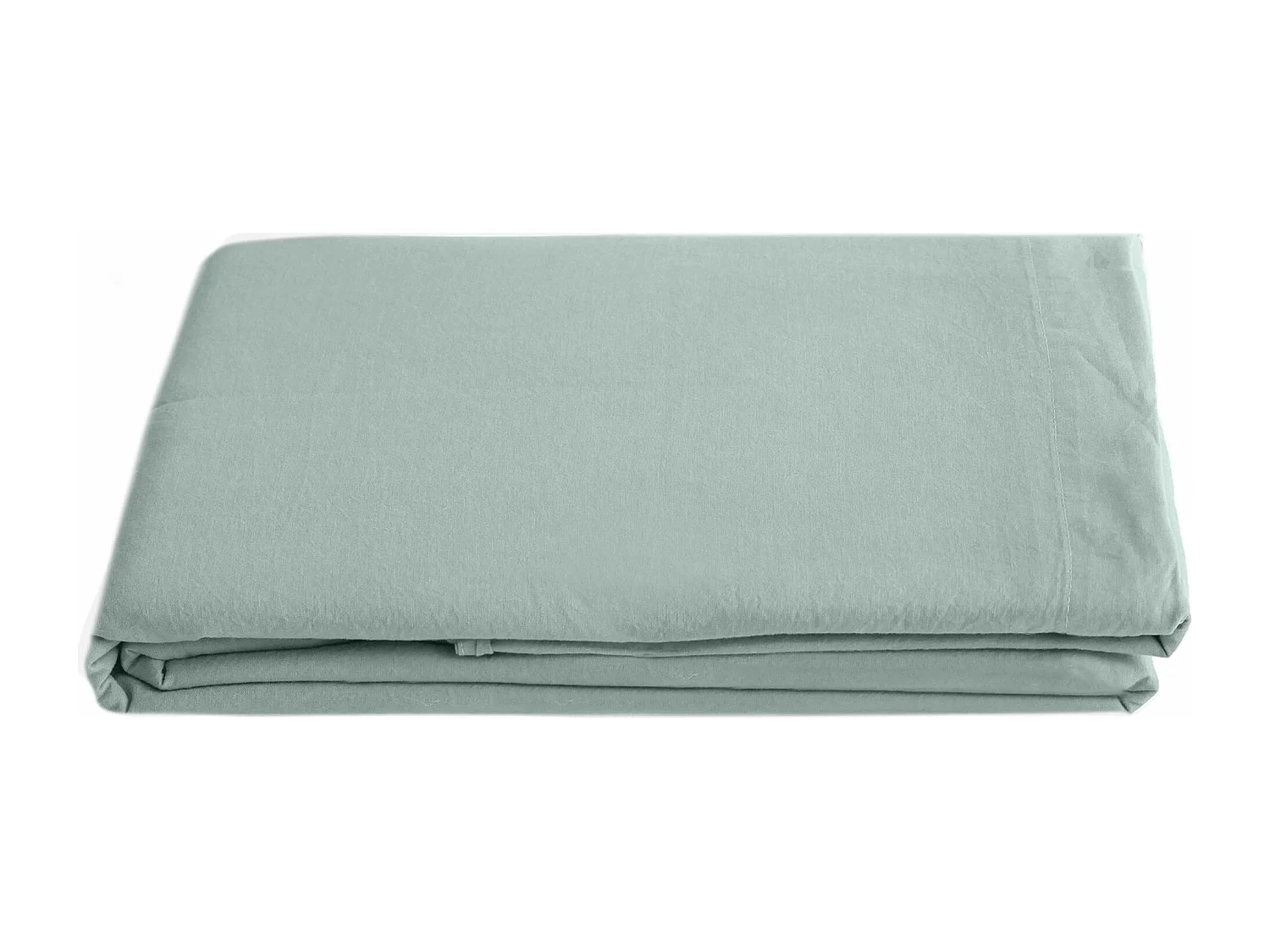 Drap plat uni 270x300 cm lin lavé froissé SONATE vert Lichen