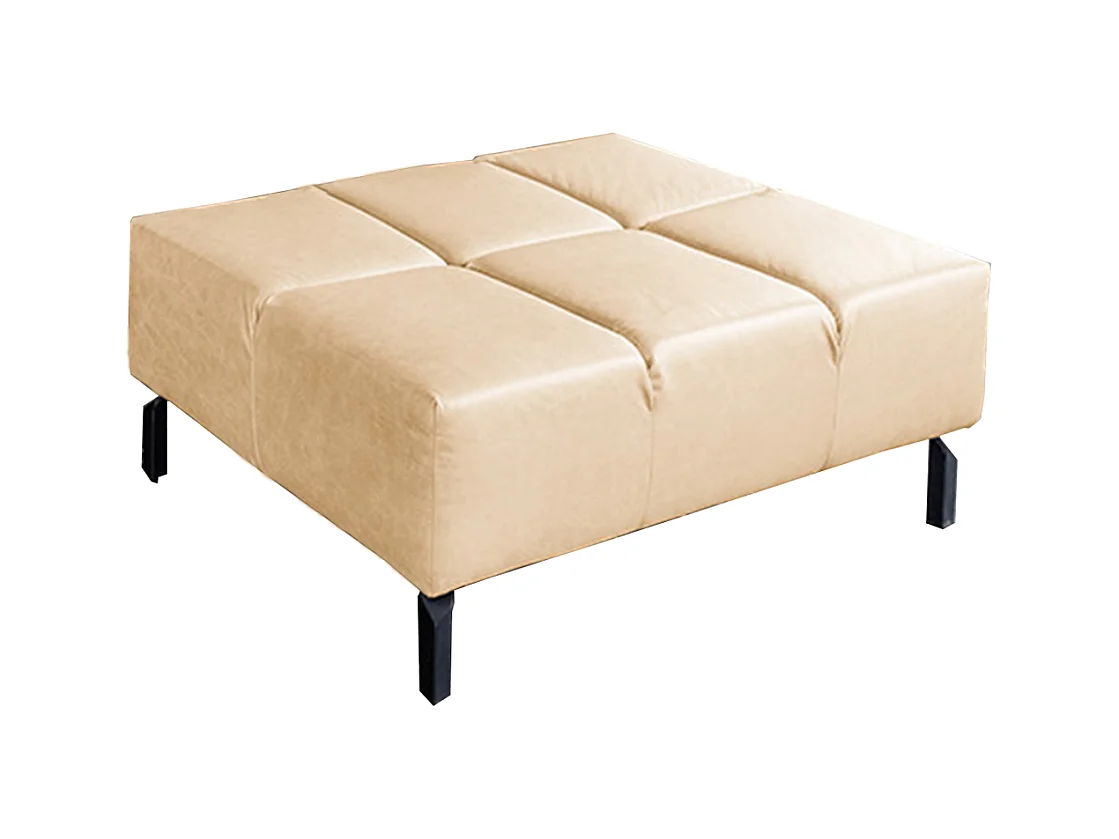 Pouf rembourré - beige cuir - NELSON