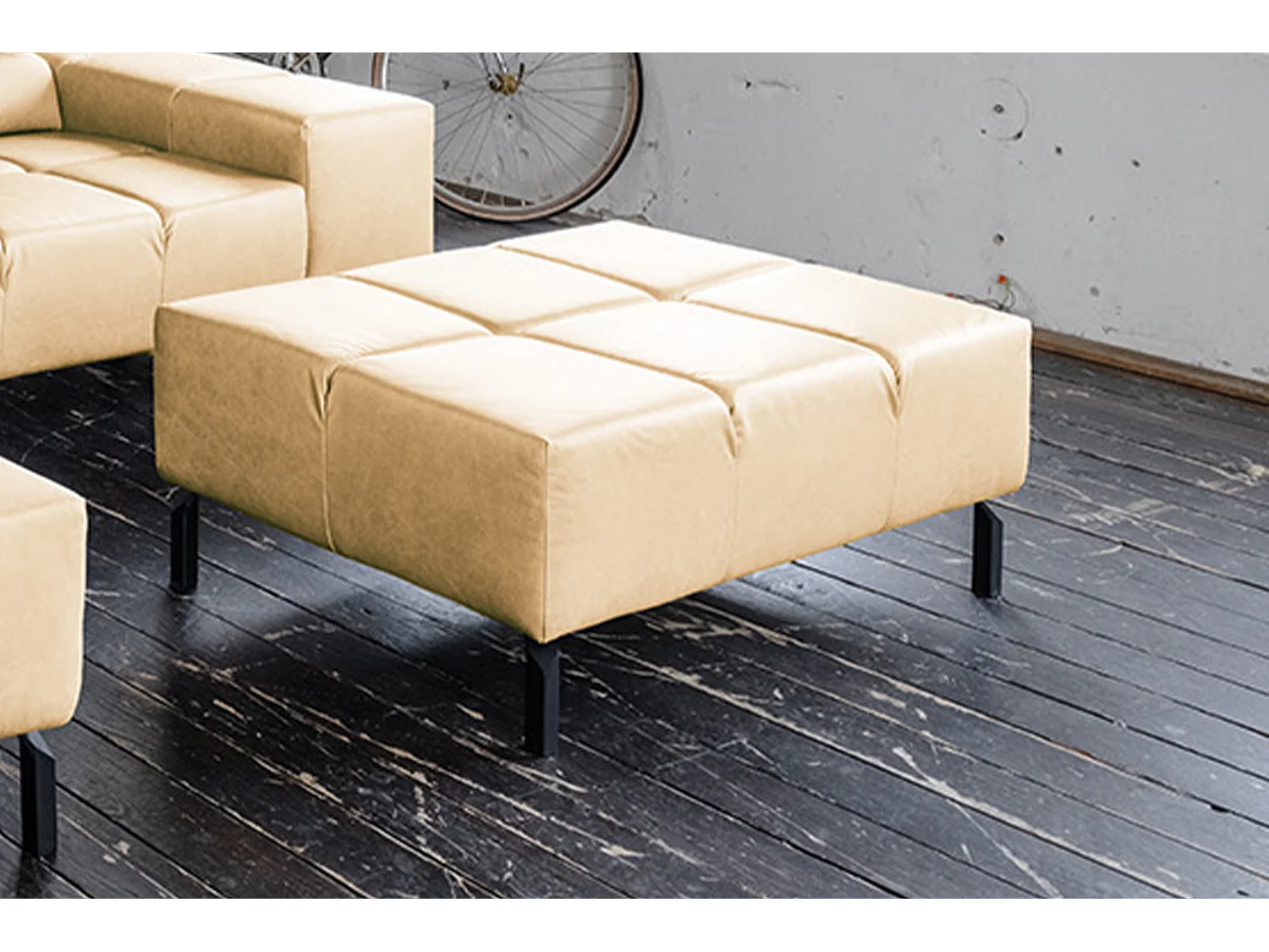 Pouf imbottito - beige pelle - NELSON