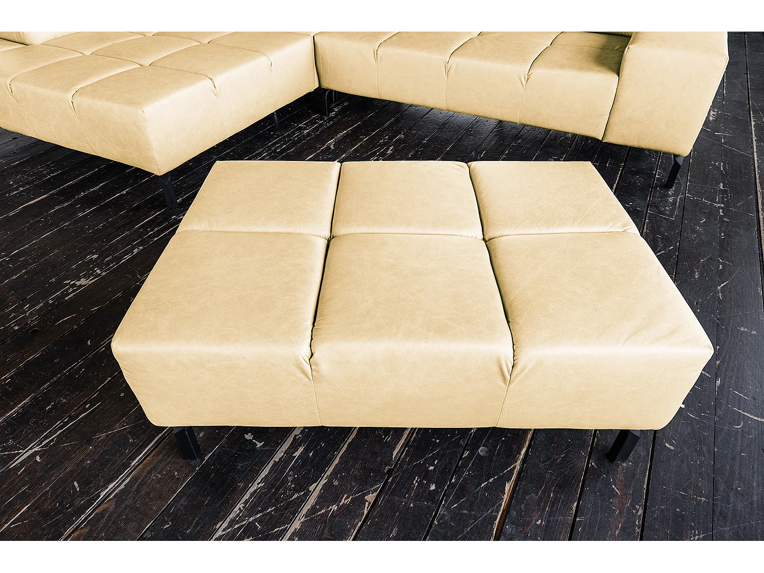 Pouf imbottito - beige pelle - NELSON