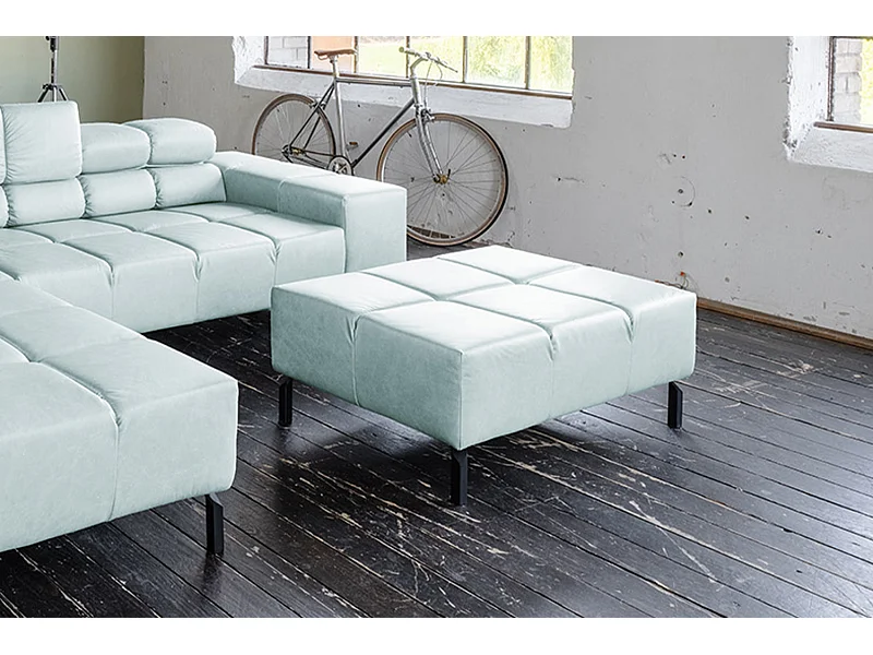 Pouf imbottito - azzurro chiaro pelle - NELSON