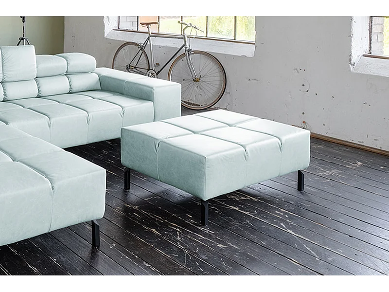 Pouf imbottito - azzurro chiaro pelle - NELSON