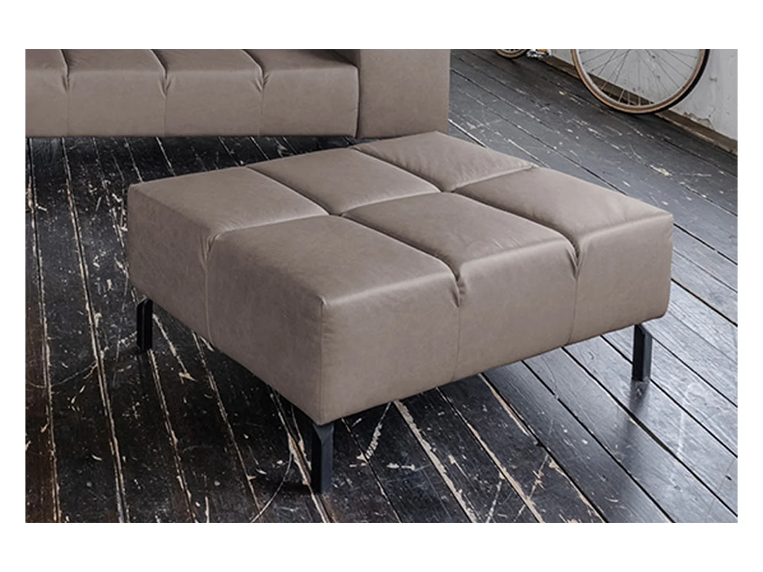 Pouf rembourré - brun foncé cuir - NELSON