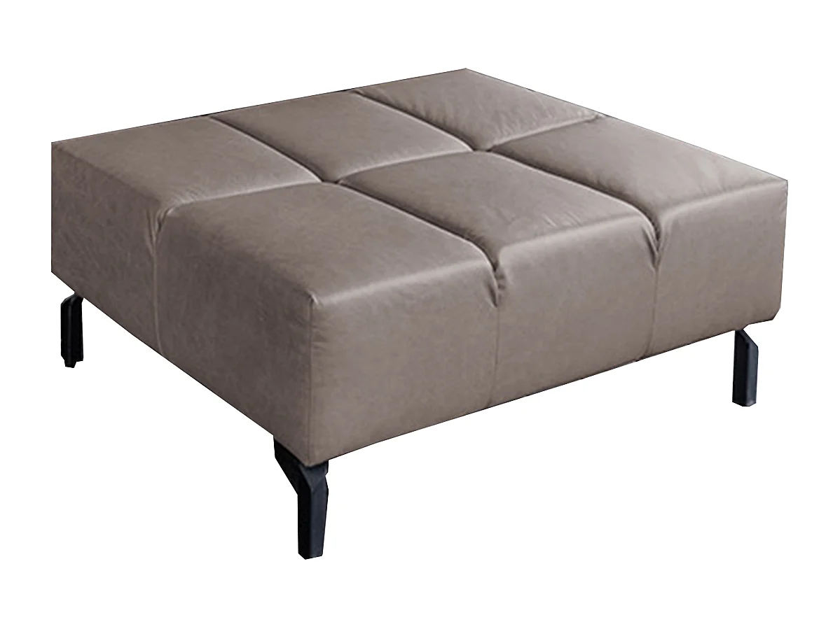 Pouf rembourré - brun foncé cuir - NELSON